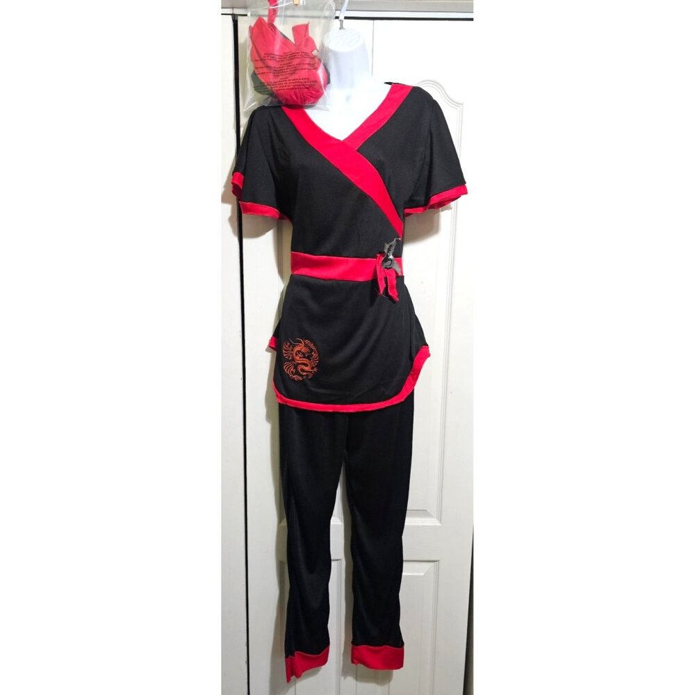 Dragon Lady Ninja Costume Women's Pretty Sexy Warrior Black Red Halloween NEW SM